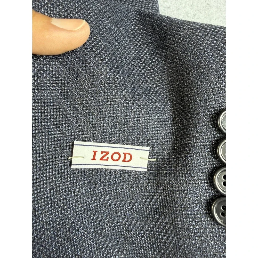 IZOD Blazer Mens 44R Navy Textured Rayon Blend‎ Sport Coat Jacket New Formal